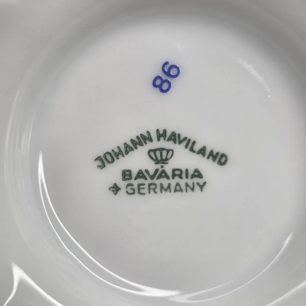 Johann Haviland Bavaria Germany Blue Garland Creamer and Lidded Sugar Bowl Set